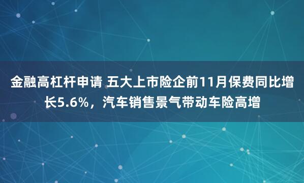 金融高杠杆申请 五大上市险企前11月保费同比增长5.6%，汽车销售景气带动车险高增