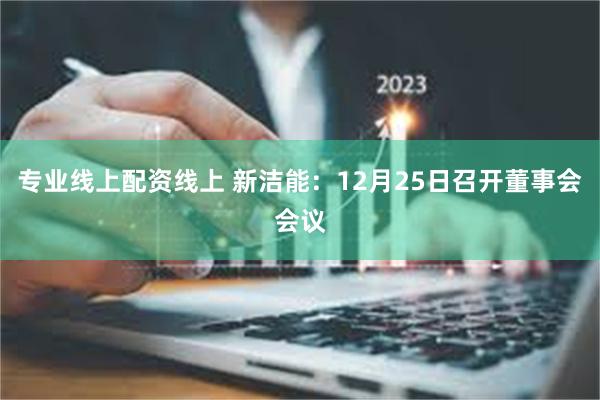 专业线上配资线上 新洁能：12月25日召开董事会会议