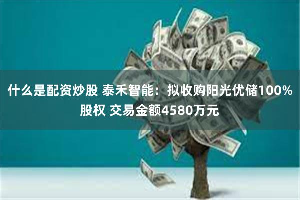什么是配资炒股 泰禾智能：拟收购阳光优储100%股权 交易金额4580万元